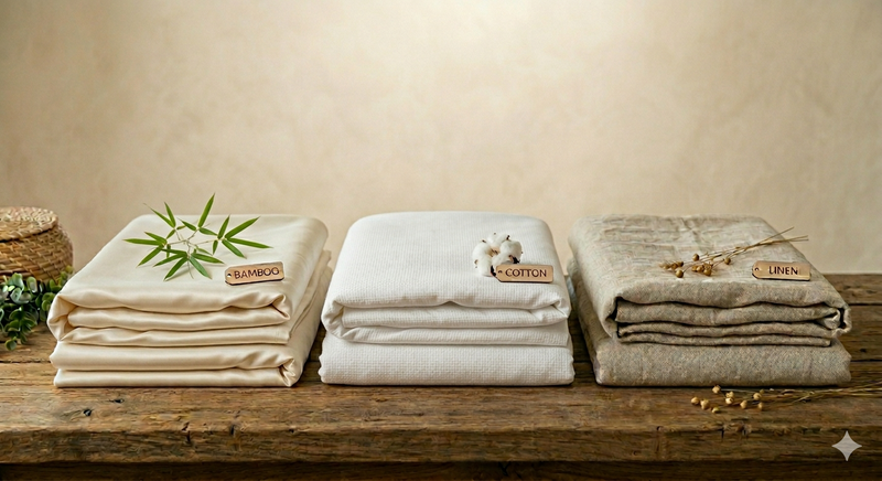 comparison of cotton, linen and bamboo fabric for bedding