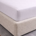close up of fitted corner of 100 percent bamboo bedsheet