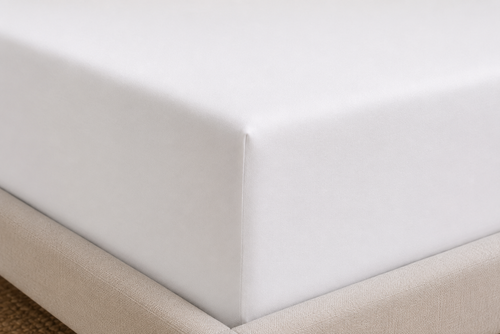 close up of fitted corner of 100 percent bamboo bedsheet