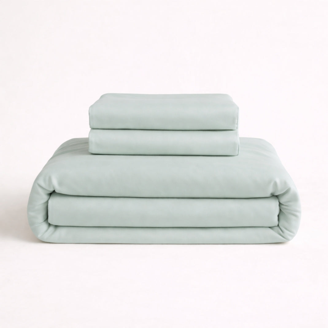 Bamboo duvet set in sage colour: 1 duvet cover and 2 pillowcases