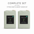 Sage Bamboo linen (including fitted sheet) in eco-friendly packaging
