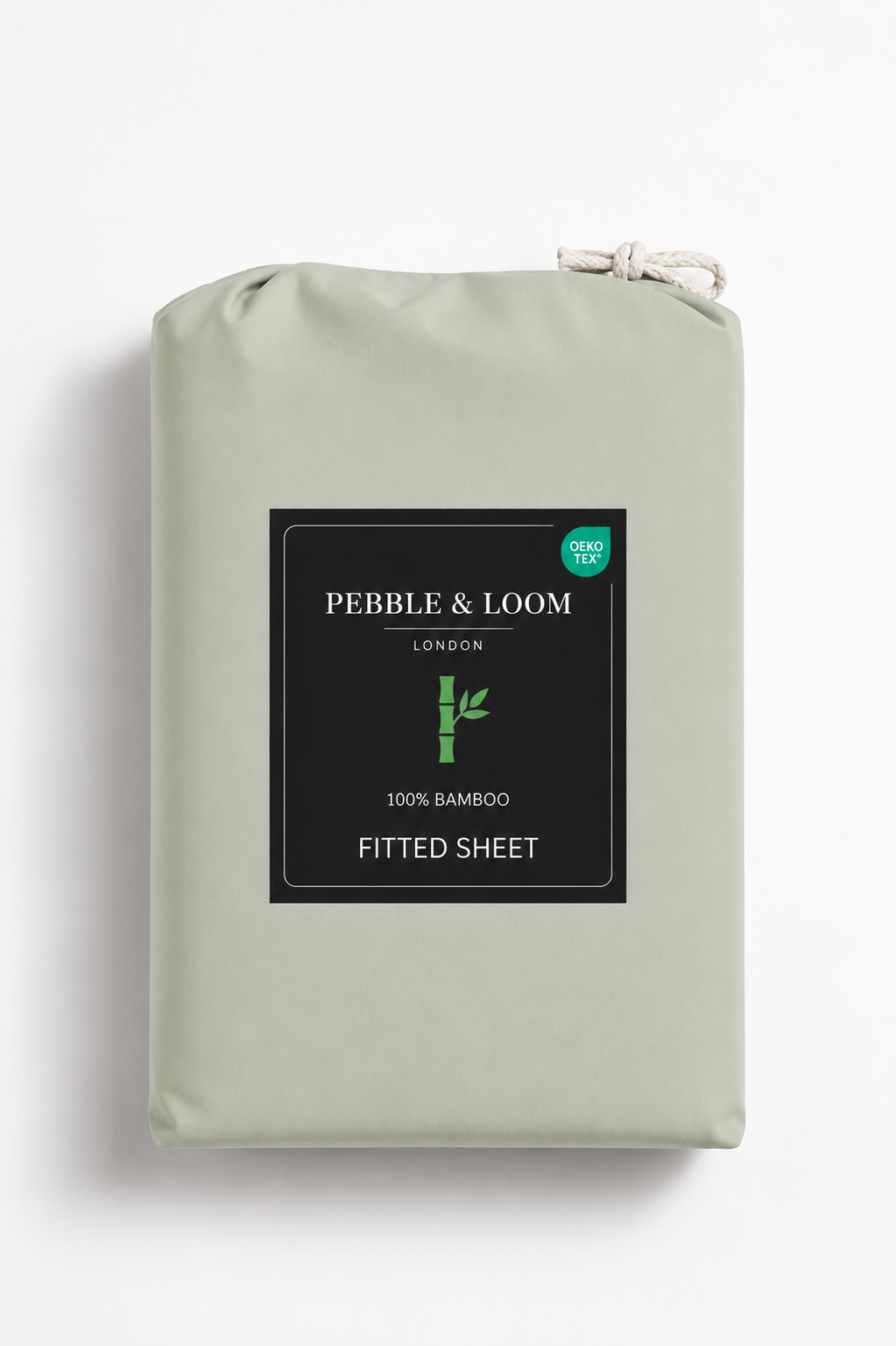 Sage Bamboo linen (including fitted sheet) in eco-friendly packaging