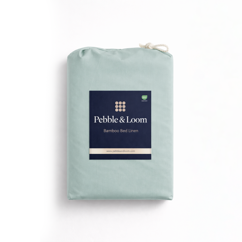 Sage Bamboo linen (including fitted sheet) in eco-friendly packaging