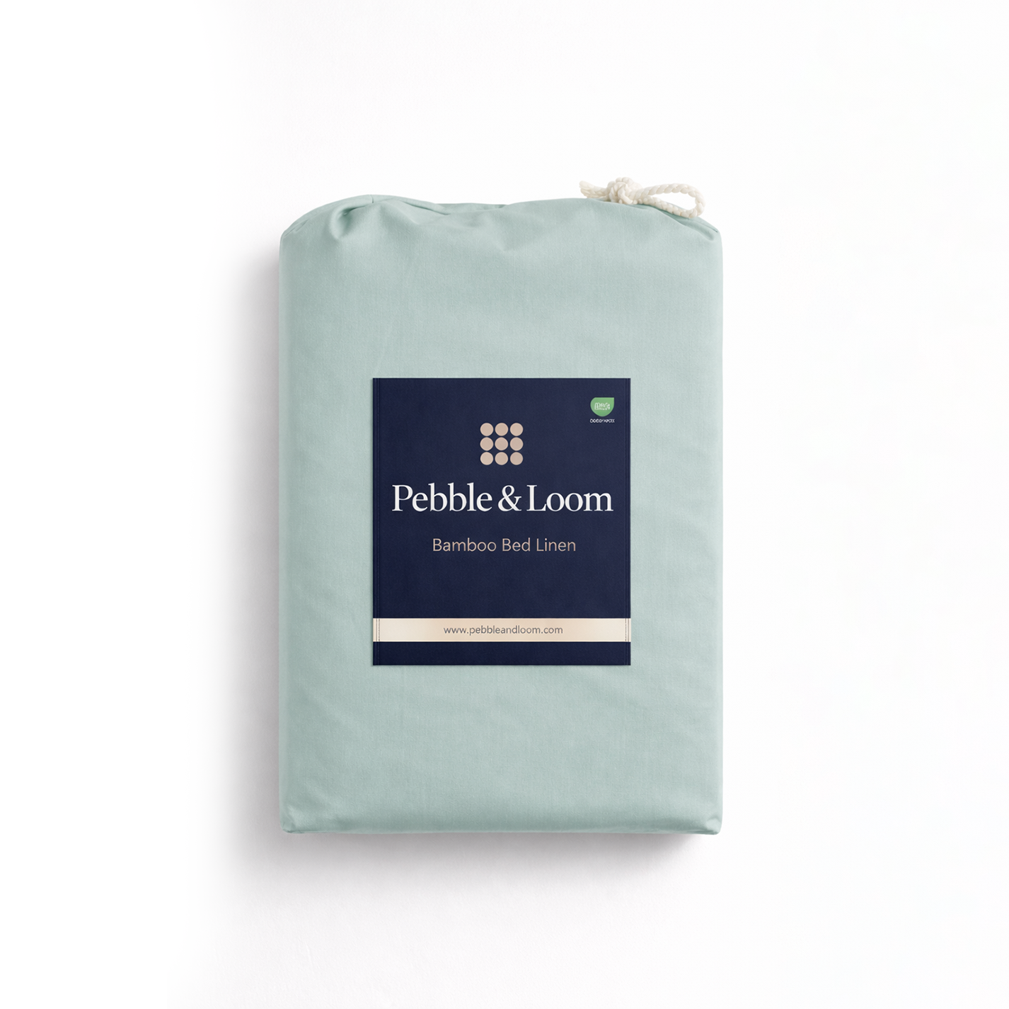 Sage Bamboo linen (including fitted sheet) in eco-friendly packaging