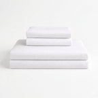 100% viscose bamboo bedding set in white colour. Includes 1 duvet cover, 1 bedsheet and 2 pillowcases. 