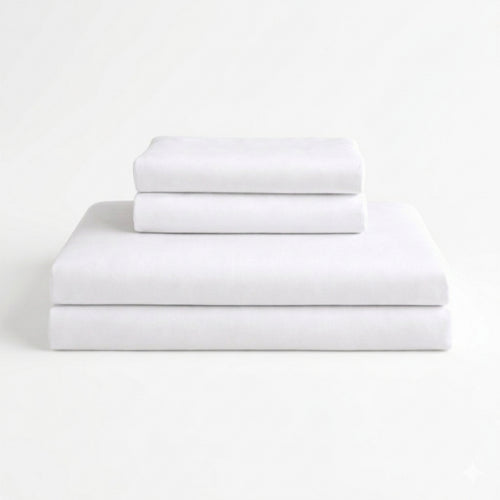 100% viscose bamboo bedding set in white colour. Includes 1 duvet cover, 1 bedsheet and 2 pillowcases. 