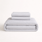 Folded grey bamboo duvet cover set including duvet cover and pillowcases — Pebble & Loom