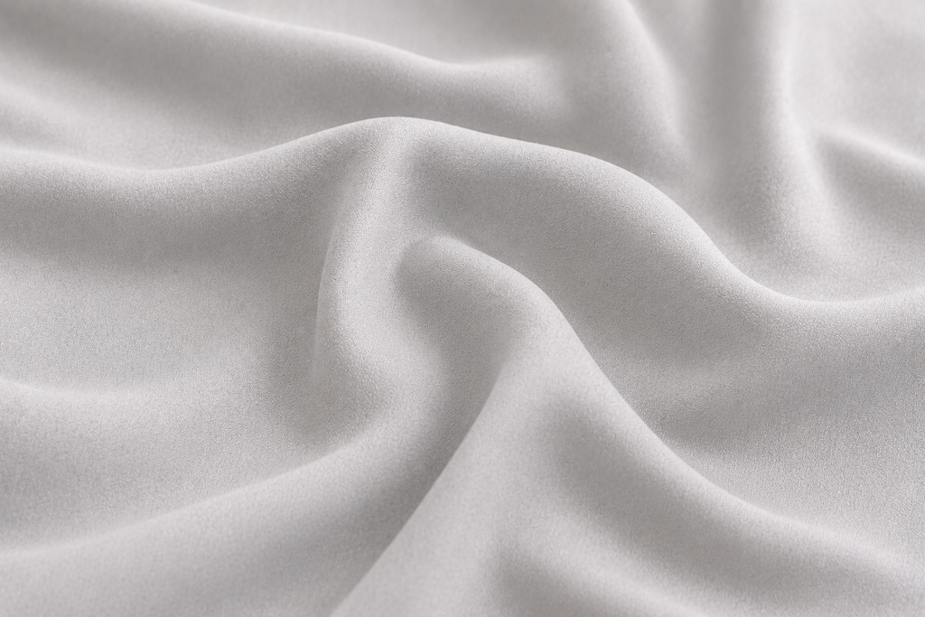 Close-up of silky smooth white bamboo fabric showing the soft texture of Pebble & Loom bedding