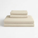 Folded cream bamboo duvet cover set including duvet cover and pillowcases — Pebble & Loom