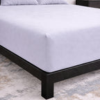 Snug fit corner of Fitted bamboo bed Sheet showing high quality stitching of our products