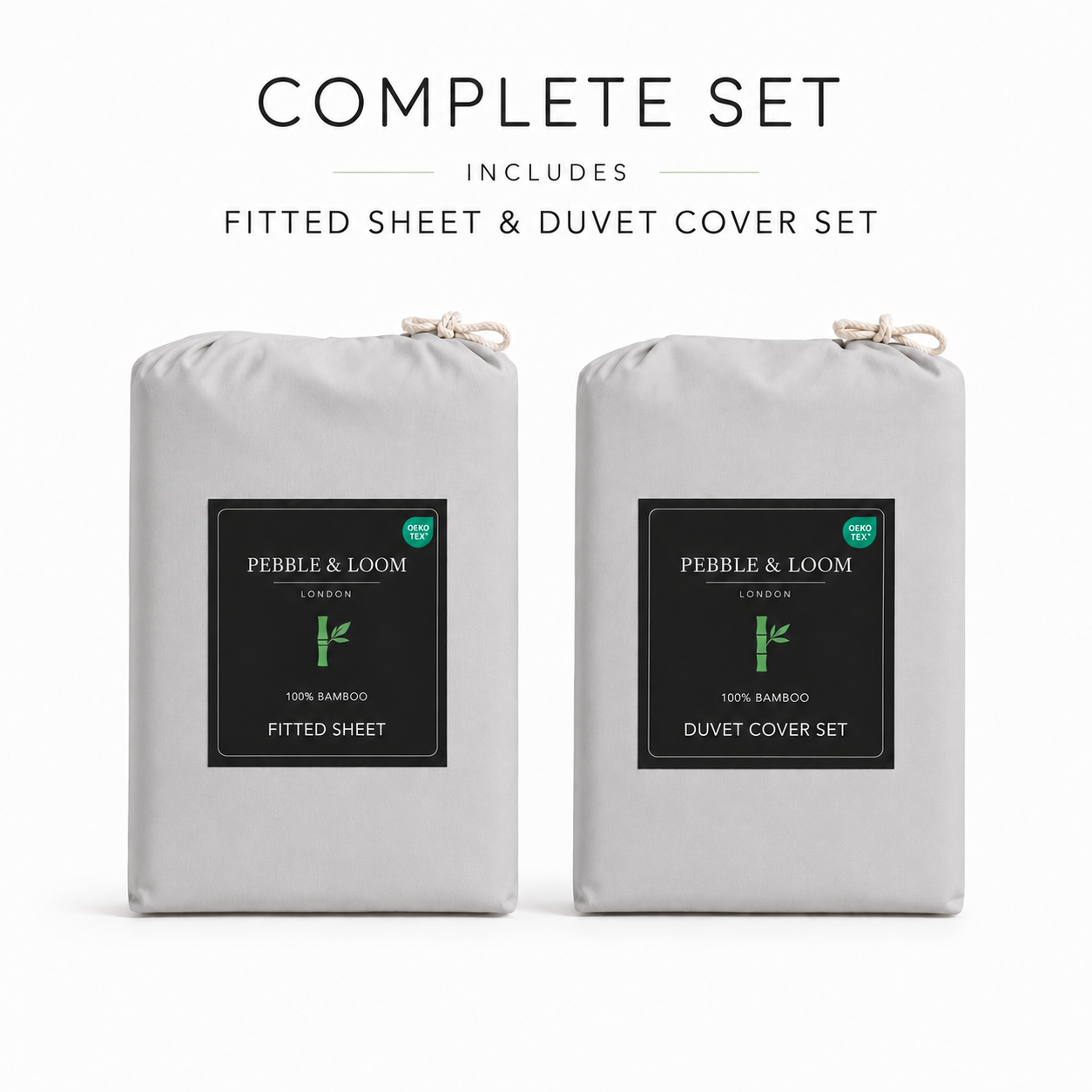 Grey Bamboo linen (including bamboo bedsheet) in premium sustainable packaging