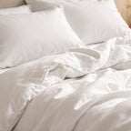White bamboo duvet set - used on a bed