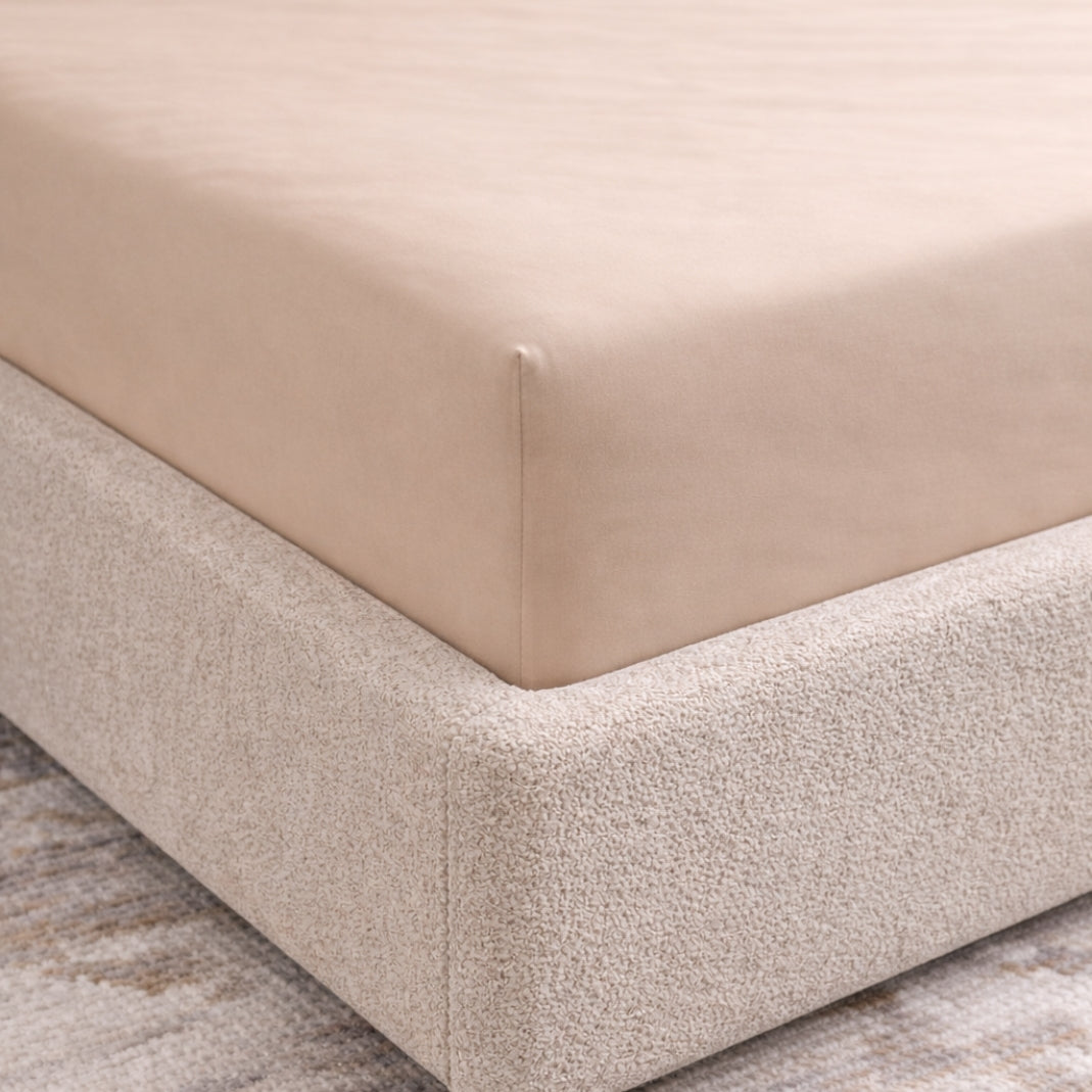 high quality beige bamboo fitted bedsheet