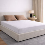 high thread count white bamboo bed sheet in a bedroom