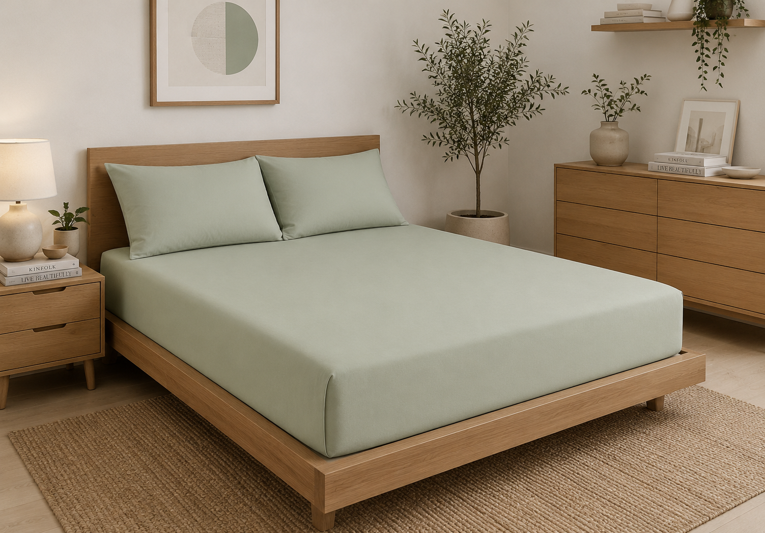 sage bamboo bed sheet with deep pockets