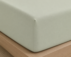 sage bamboo bed sheet corner with high stitching