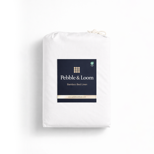 white bamboo beds linen in sustainable packaging