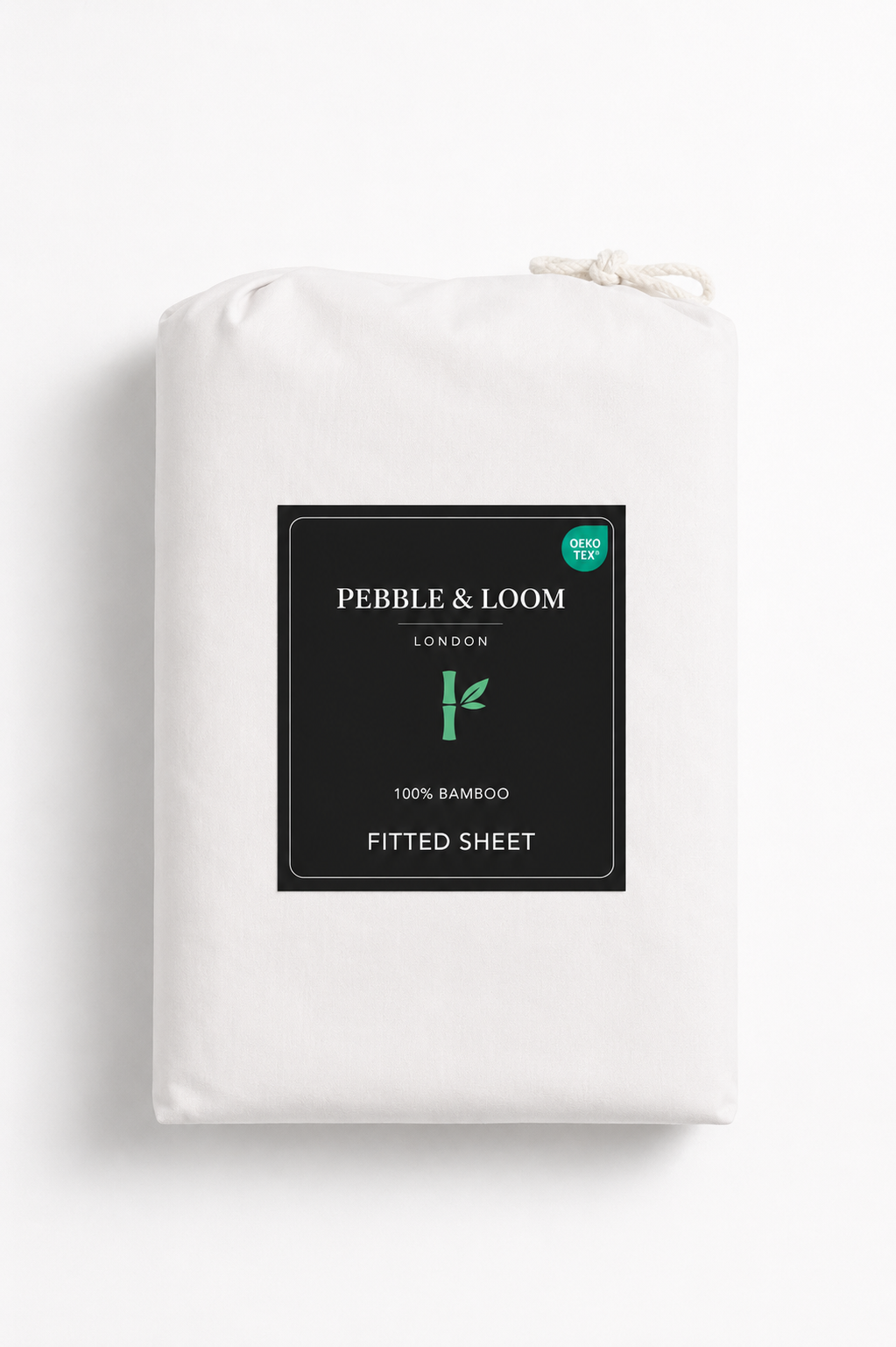 white bamboo beds linen in sustainable packaging